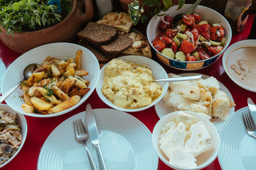 Traditional Dinner in Georgian home on the balcony