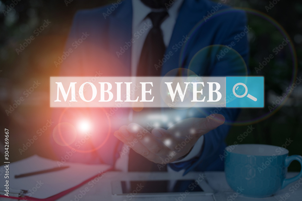 Poster text sign showing mobile web. business photo showcasing browserbased internet services accessed from