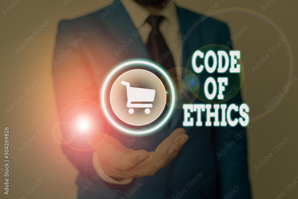 Poster conceptual hand writing showing code of ethics. concept meaning moral rules ethical integrity honest