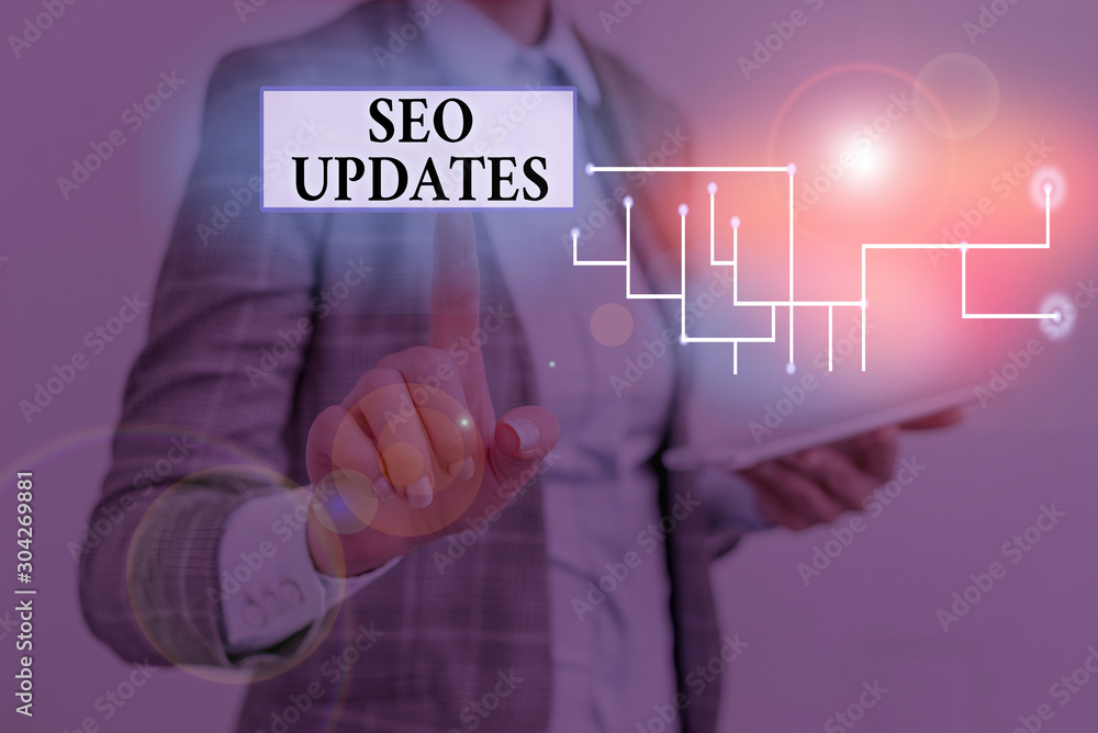 Wall mural text sign showing seo updates. business photo showcasing new information or design in search engine 