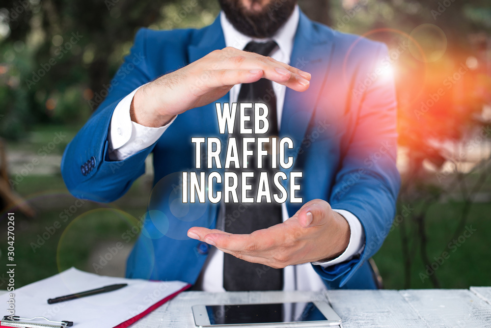 Poster conceptual hand writing showing web traffic increase. concept meaning expand visitors to a website a