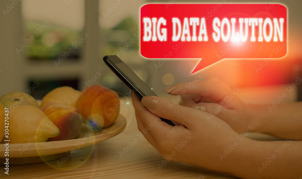 Aufkleber writing note showing big data solution. business concept for extracting value from huge volumes of a