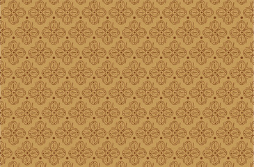 Javanese Batik Seamless Pattern -  Kawung Simplified Marquise Chain with brown colorway.