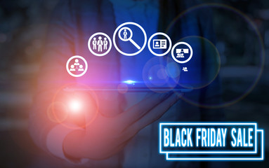 Writing note showing Black Friday Sale. Business concept for Shopping Day Start of the Christmas...