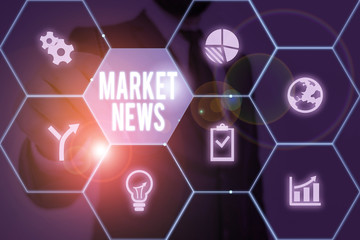 Writing note showing Market News. Business concept for Commercial Notice Trade Report Market Update Corporate Insight
