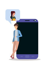 Digital smartphone and boy vector design
