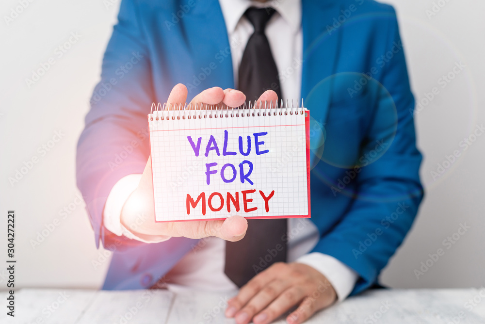 Poster conceptual hand writing showing value for money. concept meaning reference to something is well wort