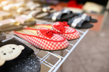 Red Shoes sold at outdoor.