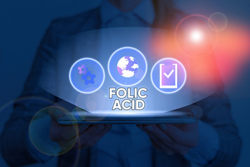 Text sign showing Folic Acid. Business photo text a vitamin of the B complex found in leafy green vegetables