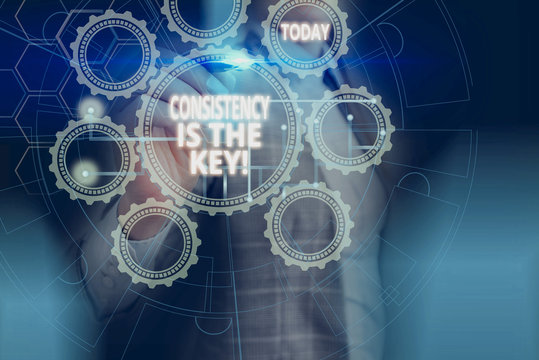 Text sign showing Consistency Is The Key. Business photo showcasing by Breaking Bad Habits and Forming Good Ones Picture photo system network scheme modern technology smart device