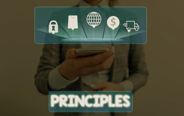 Conceptual hand writing showing Principles. Concept meaning fundamental truth that serves as the...