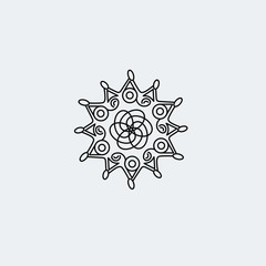 the mandala flower sun snow lineart design logo for indian with white background