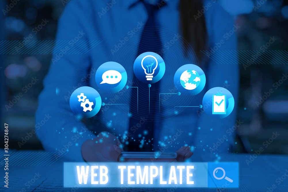 Poster conceptual hand writing showing web template. concept meaning predesigned or plug in webpage or set 