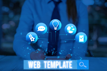 Conceptual hand writing showing Web Template. Concept meaning predesigned or plug in webpage or set...