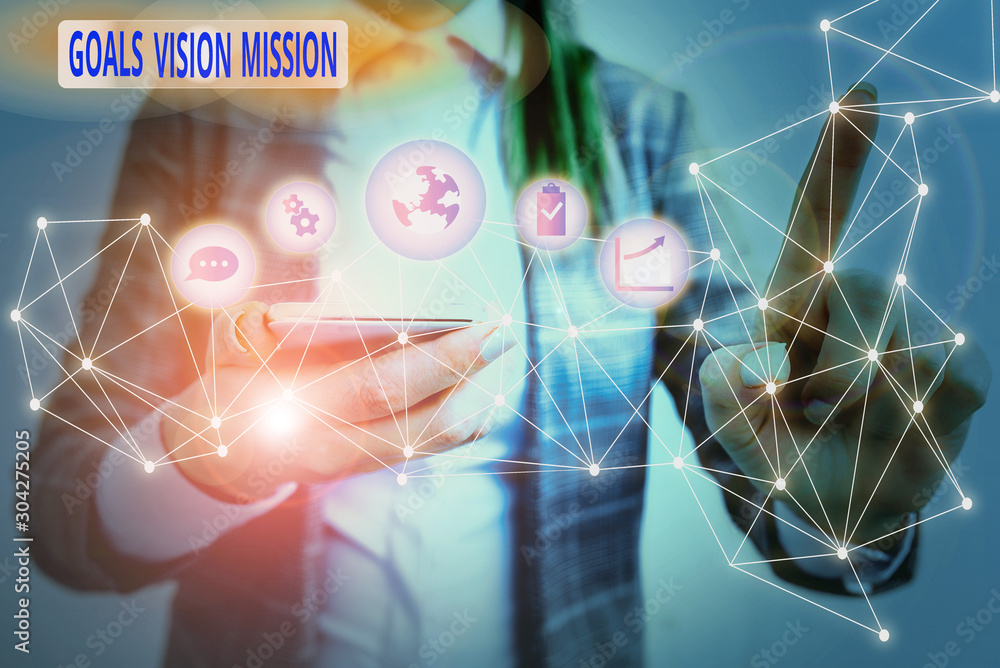 Poster text sign showing goals vision mission. business photo text practical planning process used to help 