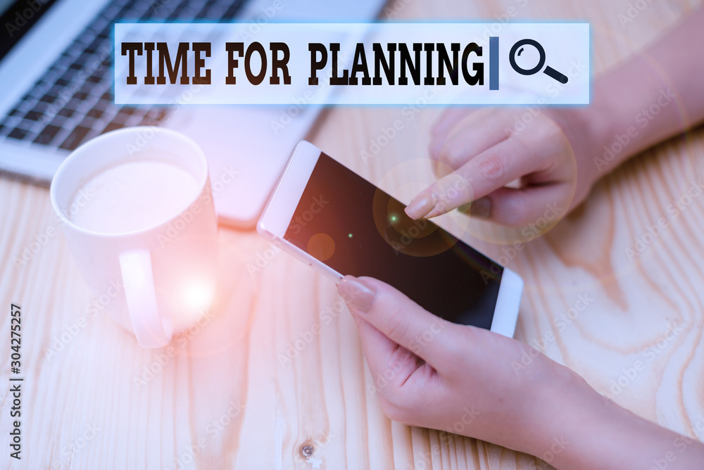 Poster writing note showing time for planning. business concept for setting up for things to do priority li