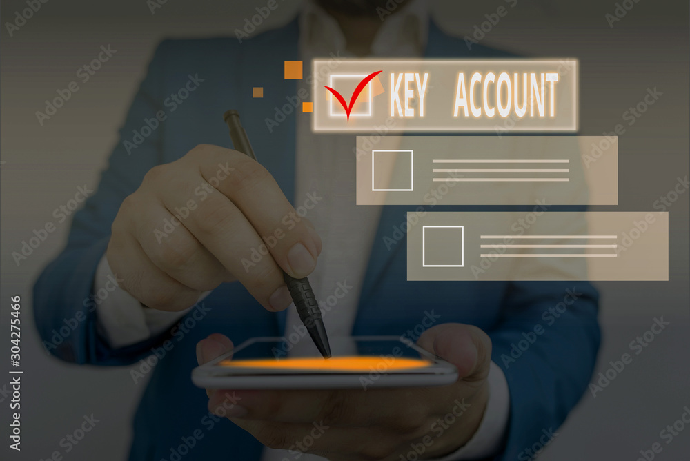 Poster writing note showing key account. business concept for individual approach of sales showing to their