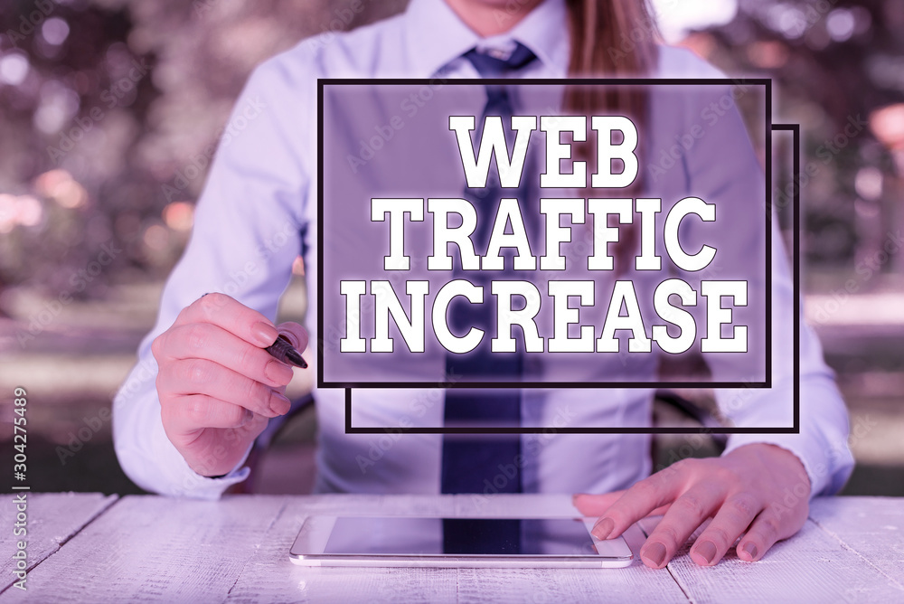 Poster text sign showing web traffic increase. business photo showcasing expand visitors to a website a num