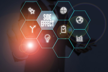 Conceptual hand writing showing Side Effect. Concept meaning typically undesirable effect of a drug...