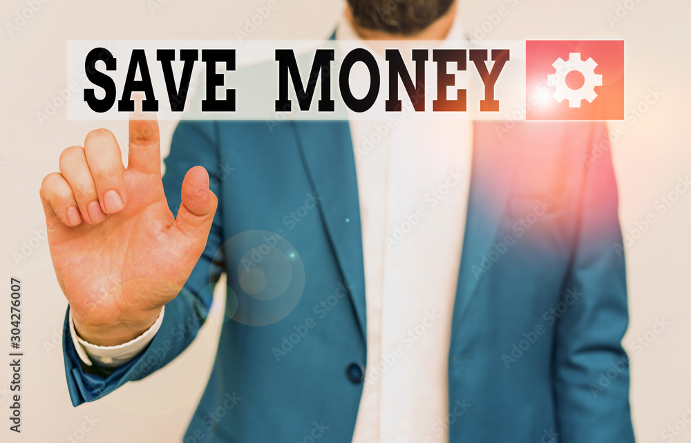 Poster handwriting text save money. conceptual photo store some of your cash every month to use them someti