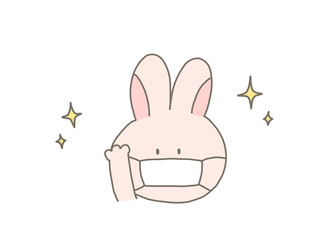 マスクをするウサちゃん