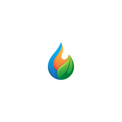 element vector of water drop leaf fire ecology logo template