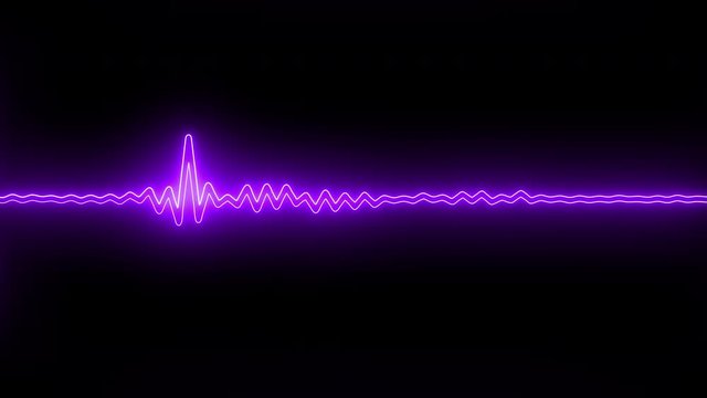 Abstract rhythm wave with purple graffiti sound frequency fluorescent lines - looped