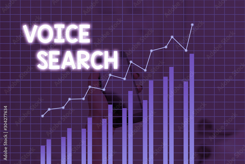 Aufkleber handwriting text voice search. conceptual photo allows the user to use a voice comanalysisd to searc