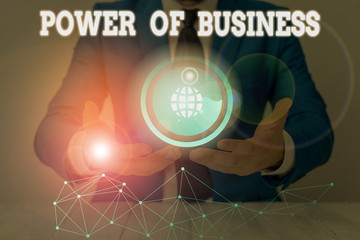 Text sign showing Power Of Business. Business photo text The ability to influence peers for...