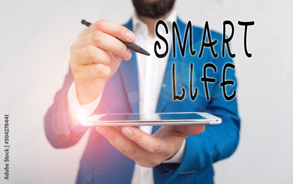 Poster handwriting text smart life. conceptual photo approach conceptualized from a frame of prevention and
