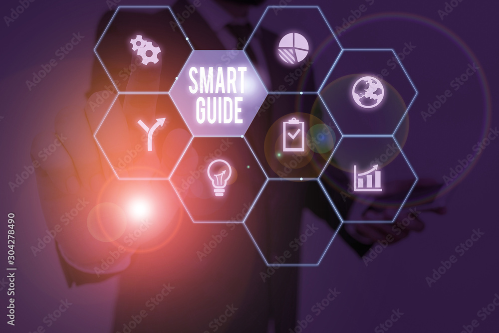 Poster conceptual hand writing showing smart guide. concept meaning used to guide the development of measur