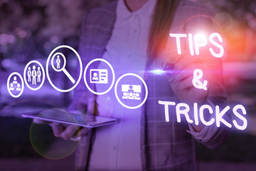Conceptual hand writing showing Tips And Tricks. Concept meaning Steps Lifehacks Handy advice...