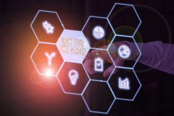 Conceptual hand writing showing Grow Your Own Garden. Concept meaning Organic Gardening collect demonstratingal vegetables fruits