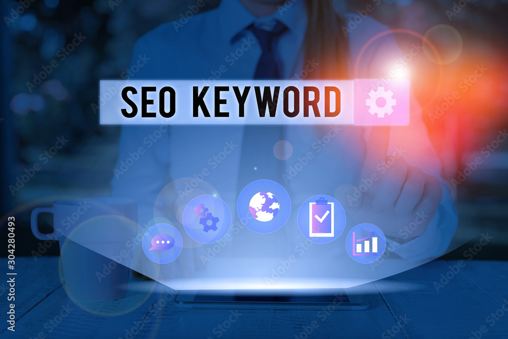 Poster handwriting text writing seo keyword. conceptual photo phrases in your web content that help showing