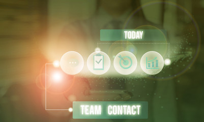 Handwriting text writing Team Contact. Conceptual photo The interaction of the individuals on a...