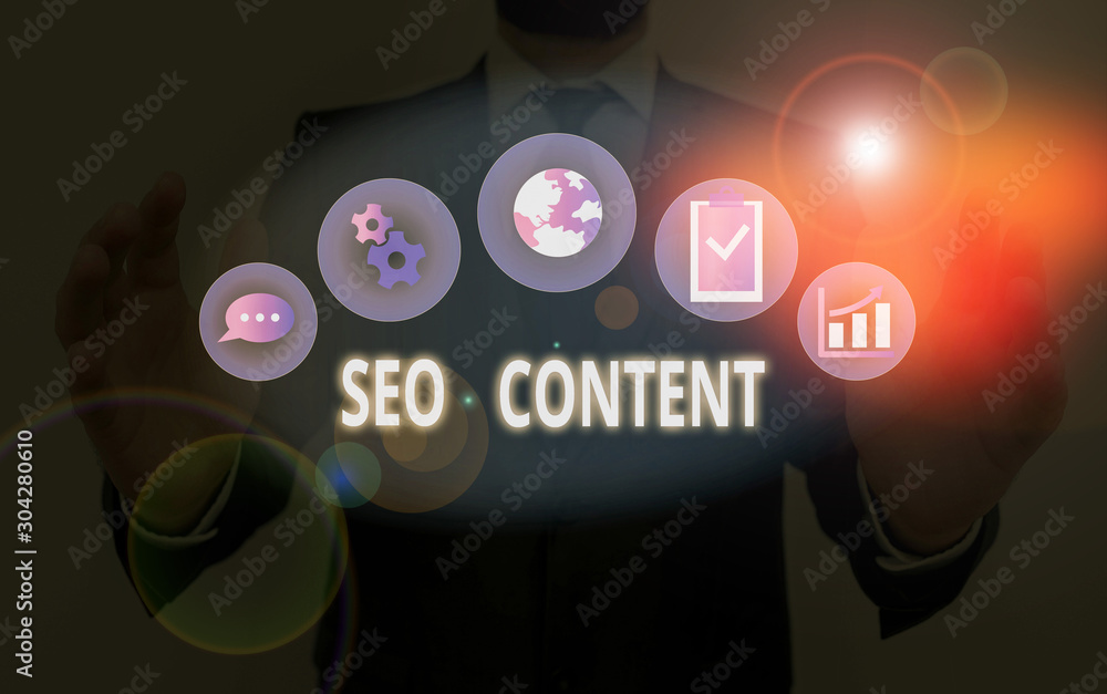 Aufkleber handwriting text seo content. conceptual photo creating content that helps web pages to rank high in