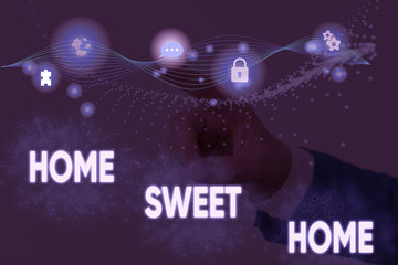 Text sign showing Home Sweet Home. Business photo showcasing In house finally Comfortable feeling Relaxed Family time