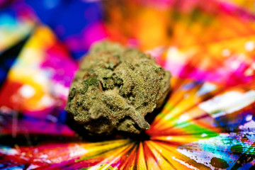 Marihuana in colorful background design macro super lemon haze fifty megapixels prints