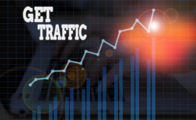 Word writing text Get Traffic. Business photo showcasing amount of data sent and received by visitors to a website