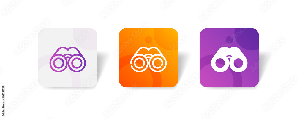 Aufkleber binocular lens outline and solid icon in smooth gradient background button