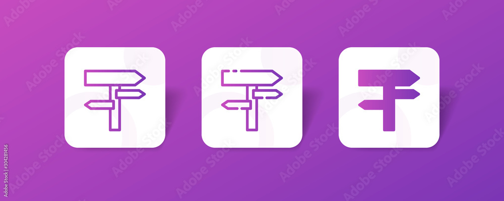 Poster wooden sign board outline and solid icon in smooth gradient background button