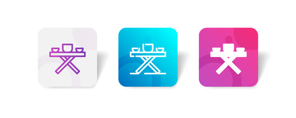 outdoor table outline and solid icon in smooth gradient background button