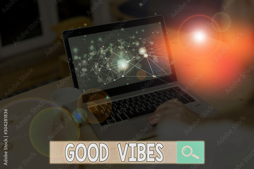 Poster text sign showing good vibes. business photo text slang phrase for the positive feelings given off b