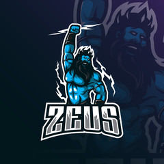 zeus mascot logo design vector with modern illustration concept style for badge, emblem and tshirt printing. angry zeus illustration.