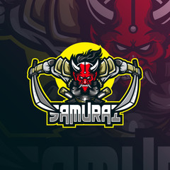 samurai mascot logo design vector with modern illustration concept style for badge, emblem and tshirt printing. angry samurai illustration.