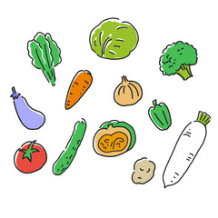 手書き風の野菜イラスト