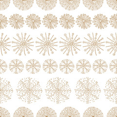 Cute winter seamless pattern with gold decorative snowflakes. Can be used in textile industry, paper, background, scrapbooking.