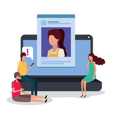 Digital laptop and people vector design