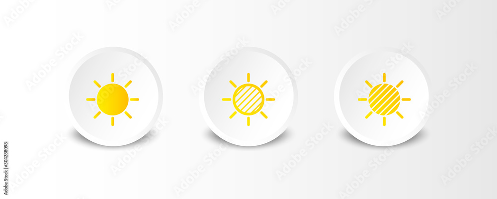 Poster sunny bright day outline and solid icon in smooth gradient background button