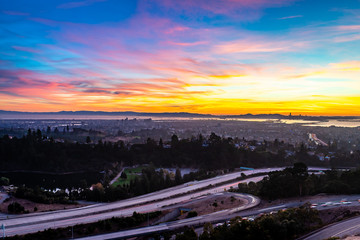 Fototapeta na wymiar Autumn Sunset over the San Francisco Bay Area